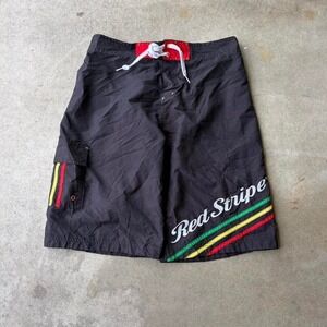 2000s y2k red stripe board shorts
